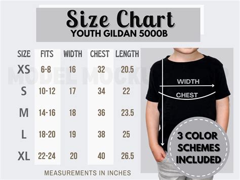 Size Chart Youth Shirts