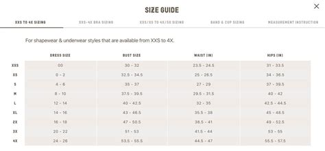 Skims Sizing Chart