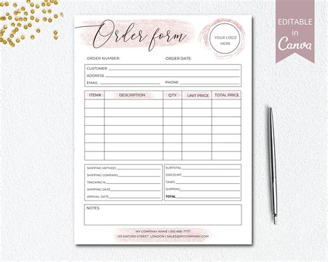 Small Business Free Printable Order Forms