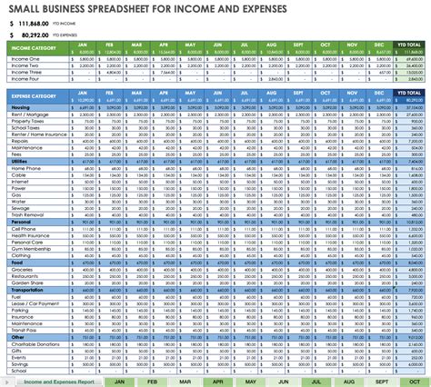 Small Business Income And Expense Excel Template
