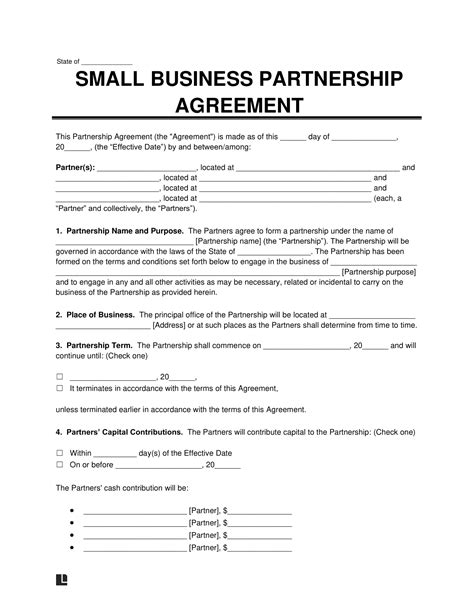 Small Business Partnership Contract Template