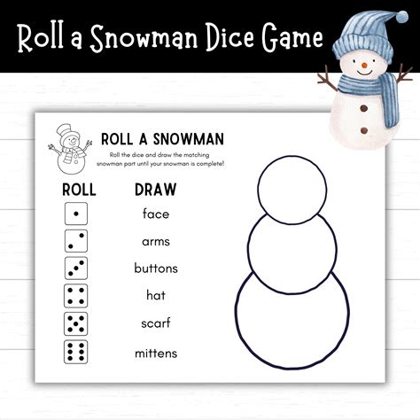 Snowman Dice Game Printable