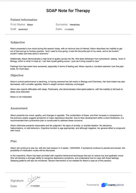 Soap Note Template For Therapists