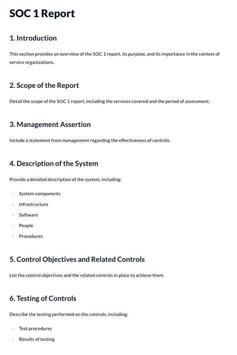 Soc 1 Report Template