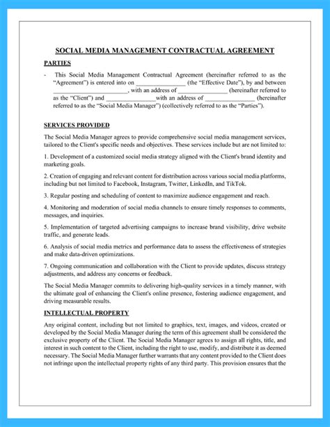 Social Media Management Contract Template