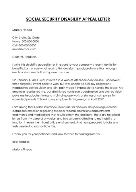 Social Security Disability Letter Template