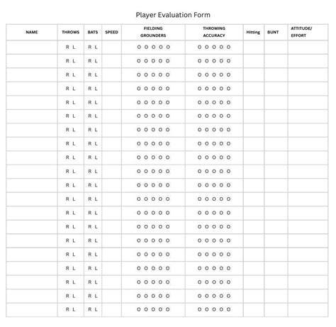 Softball Skill Assessment Printable Softball Player Evaluation Form