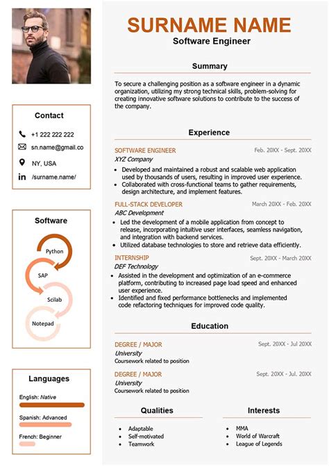 Software Engineer Resume Template Free Download