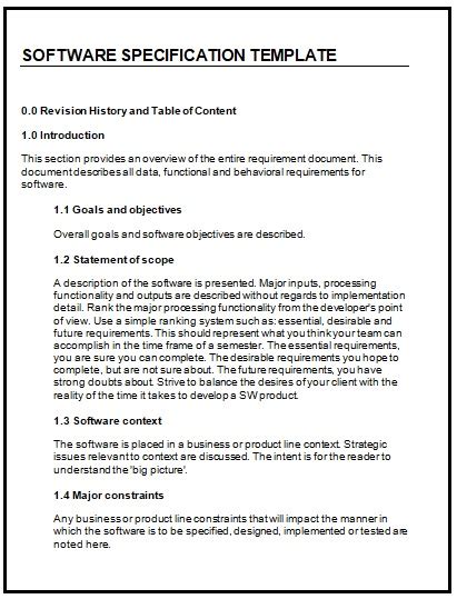 Software Specs Template