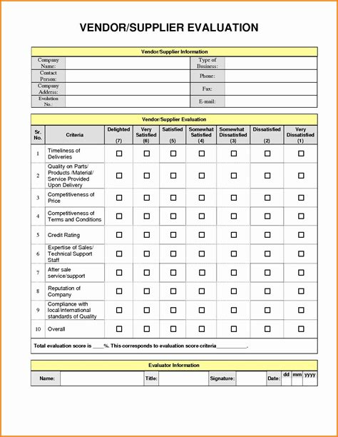 Software Vendor Evaluation Template