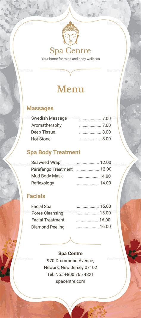 Spa Menu Template