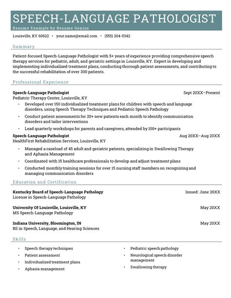 Speech Pathologist Resume Template