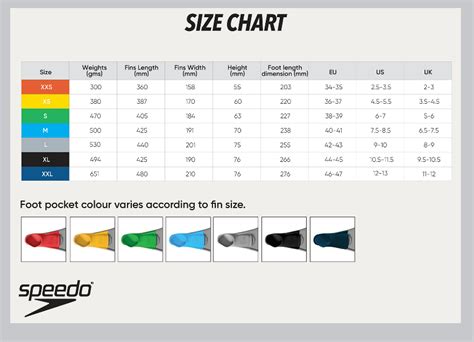 Speedo Fins Size Chart