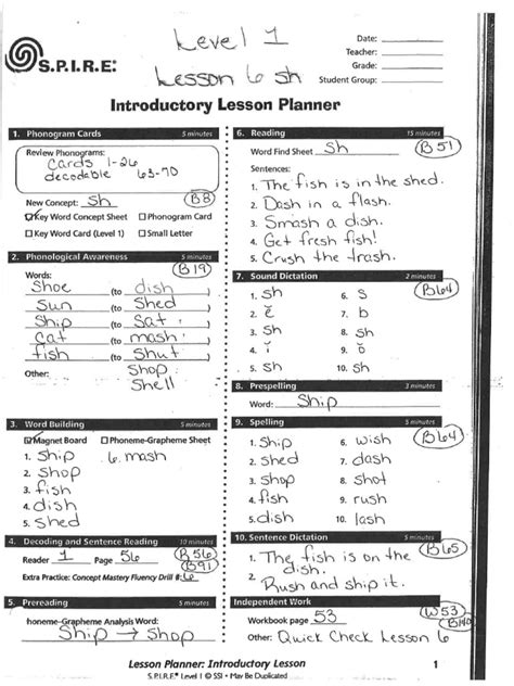 Spire Lesson Plan Template