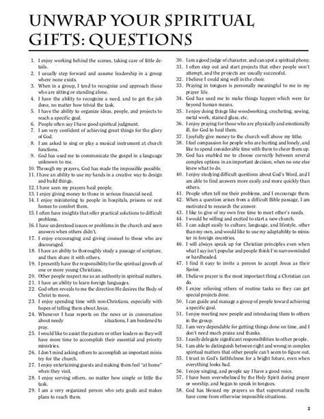 Spiritual Gifts Test Printable