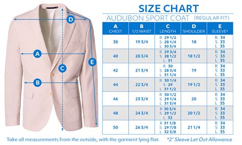 Sport Coat Measurement Chart