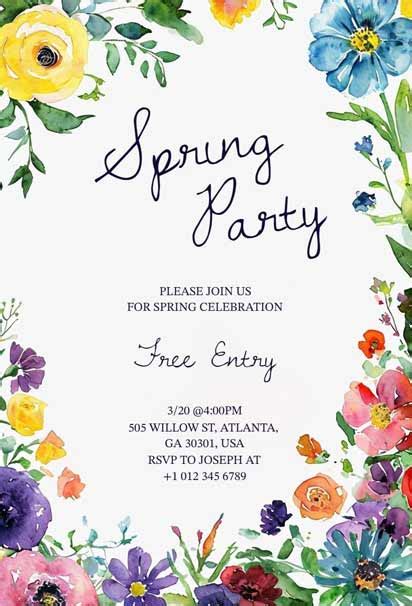 Spring Party Invitation Templates Free