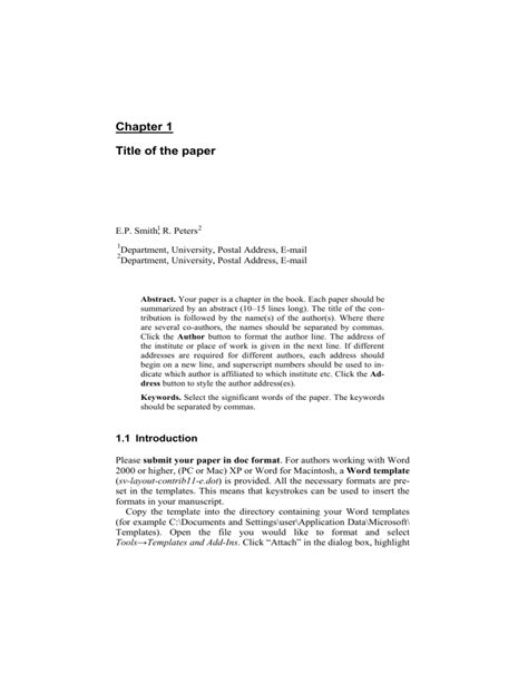 Springer Book Chapter Template
