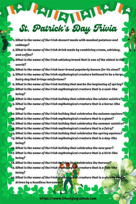 St Patrick's Trivia Printable With Answers