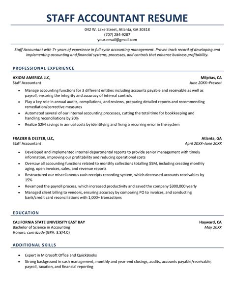 Staff Accountant Resume Template
