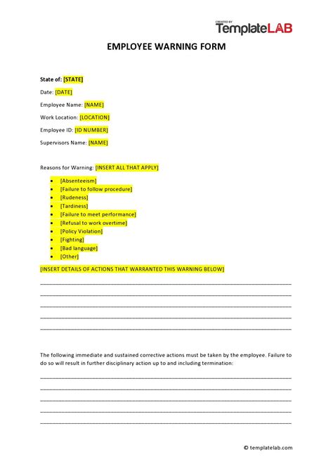 Staff Warning Template