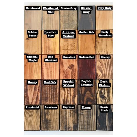 Stain Colors Chart