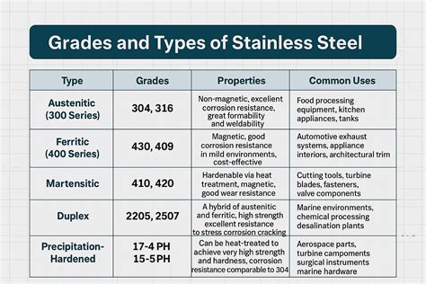 Stainless Steel Types Chart