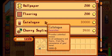 Stardew Valley How To Use The Catalogue