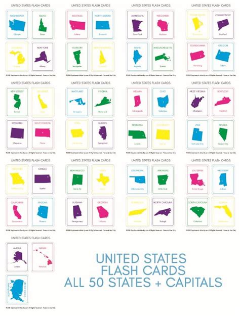 State Capitals Flashcards Printable