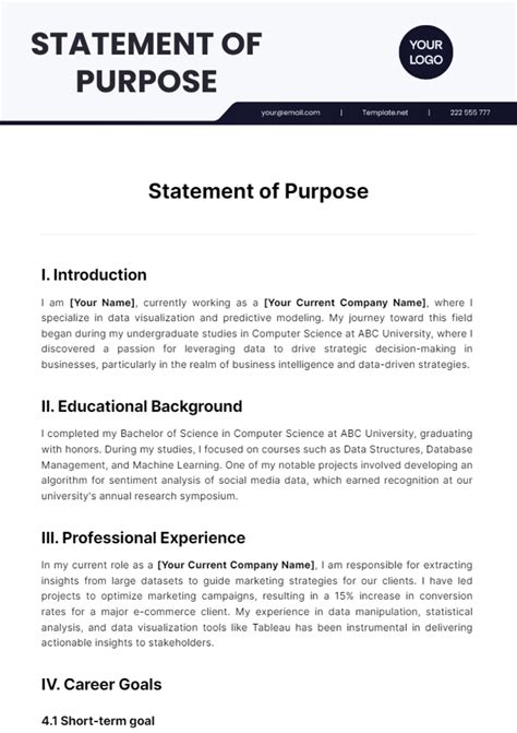 Statement Of Purpose Template