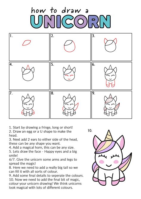 Step By Step Draw Unicorn