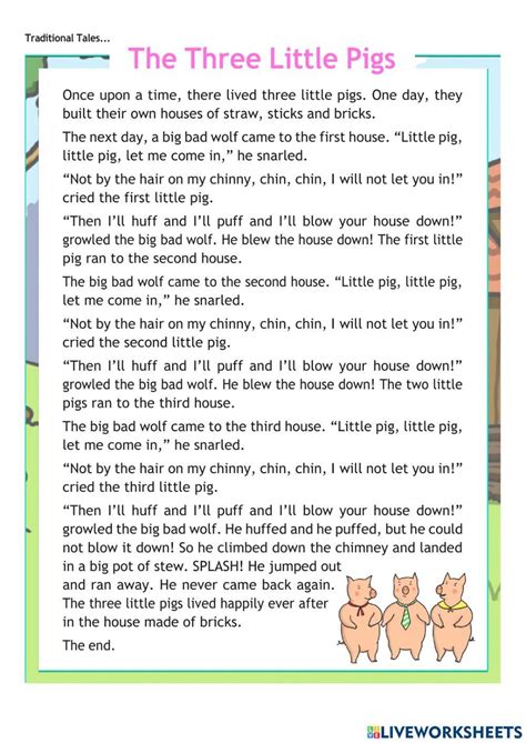 Story Of The Three Little Pigs Printable