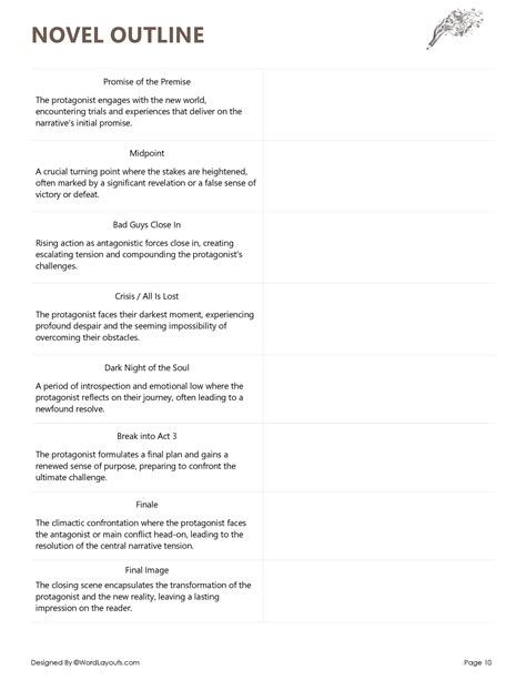 Storyboard Novel Outline Template