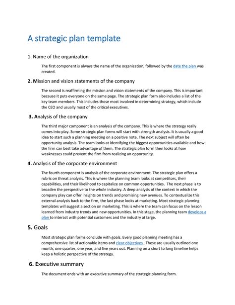 Strategic Plans Template
