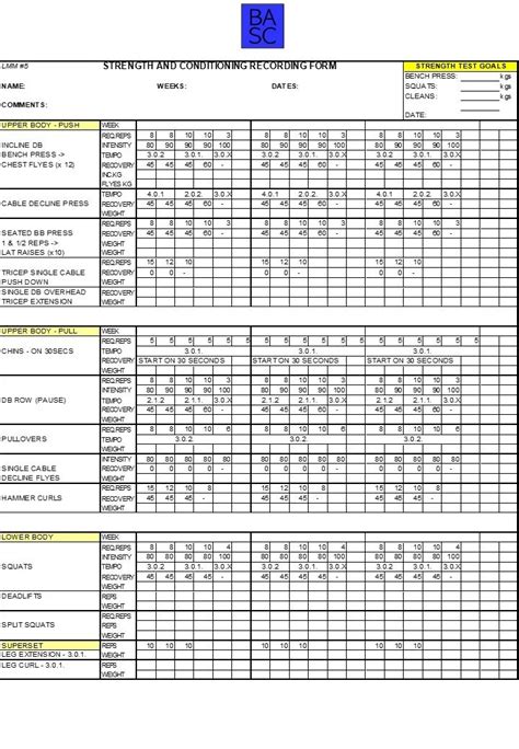 Strength And Conditioning Program Template