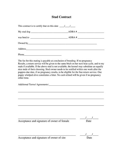 Stud Dog Contract Template