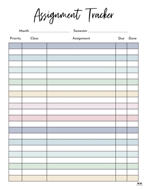 Student Assignment Tracker Template