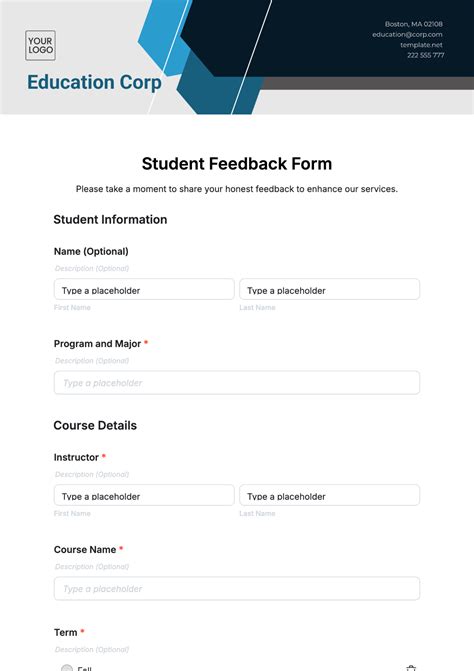 Student Feedback Template