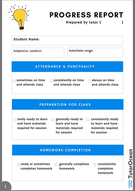 Student Progress Report Template
