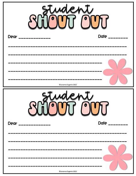 Student Shout Out That They Can Right On Printable