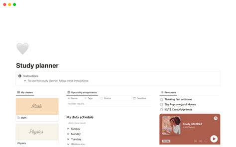 Study Planner Notion Template