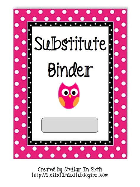 Substitute Binder Printables Free
