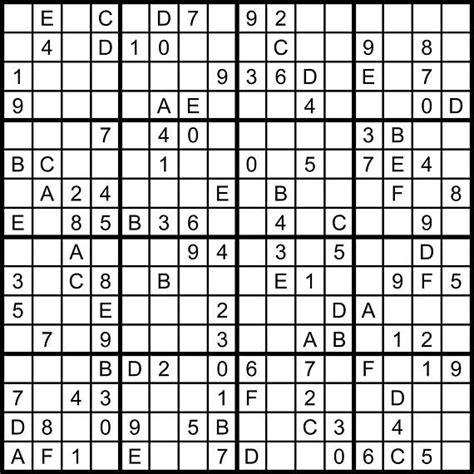 Sudoku 16x16 Printable