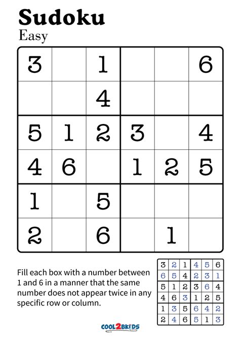 Sudoku 6x6 Printable