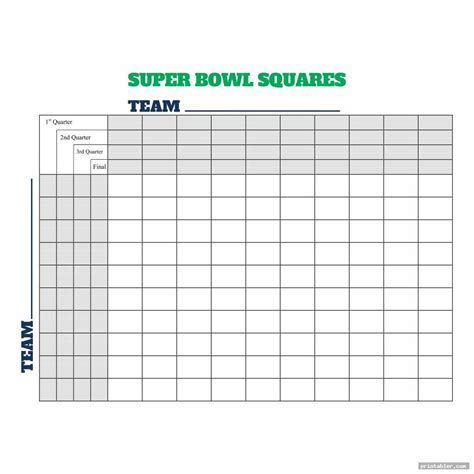 Super Bowl Square Fundraiser Template