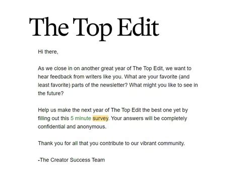Survey Invitation Email Template
