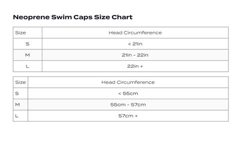 Swim Cap Size Chart