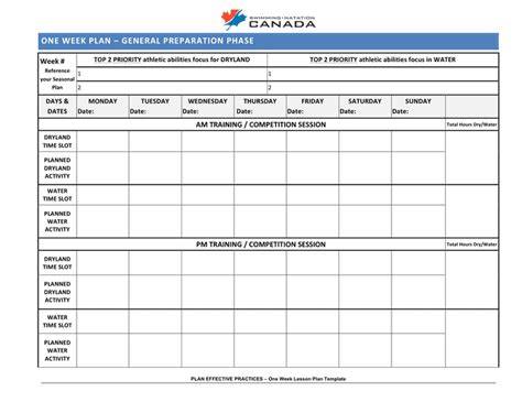 Swimming Season Plan Template