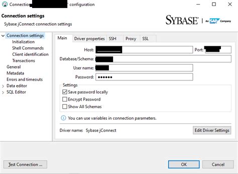 Sybase Database Cannot Set Connection Option Set Catalog