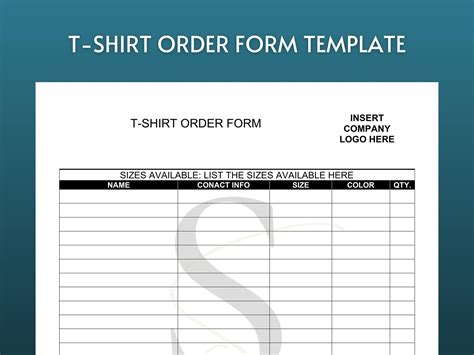 T Shirt Order Form Template Word Free